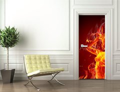 Samolepka na dvee flie 90 x 220  Dancing fire girl, 90 x 220 cm