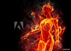 Fototapeta100 x 73  Dancing fire girl, 100 x 73 cm