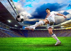 Fototapeta160 x 116  Football player on field of stadium, 160 x 116 cm