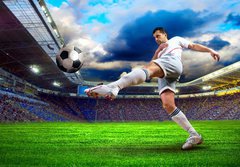 Fototapeta184 x 128  Football player on field of stadium, 184 x 128 cm