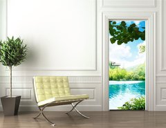Samolepka na dvee flie 90 x 220, 36234695 - waterfall in deep forest
