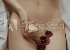 Samolepka flie 200 x 144  beautiful female body with flowers, 200 x 144 cm
