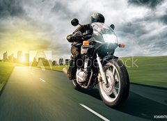 Fototapeta papr 160 x 116, 36497875 - Motorbike and City - Motocykl a msto