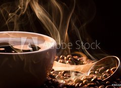 Samolepka flie 100 x 73, 36532069 - Coffee, smoke and roasred seeds - Kva, kou a opkan semena