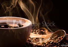 Fototapeta vliesov 145 x 100, 36532069 - Coffee, smoke and roasred seeds