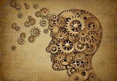 Fototapeta papr 184 x 128, 36561662 - Human brain function grunge with gears - Grunge lidsk mozkov funkce s ozubenmi koly
