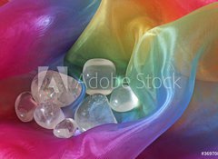 Fototapeta100 x 73  Clear quartz crystals on chiffron background, 100 x 73 cm