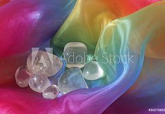 Fototapeta145 x 100  Clear quartz crystals on chiffron background, 145 x 100 cm