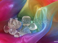 Fototapeta330 x 244  Clear quartz crystals on chiffron background, 330 x 244 cm