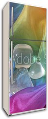 Samolepka na lednici fólie 80 x 200, 36970802 - Clear quartz crystals on chiffron background - Jasné křemenné krystaly na pozadí chiffron