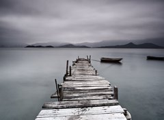 Samolepka flie 100 x 73  pier and boat, low saturation, 100 x 73 cm