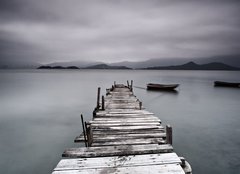 Fototapeta plátno 160 x 116, 37069387 - pier and boat, low saturation - molo a loď, nízká nasycení