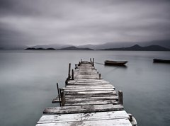 Fototapeta vliesov 270 x 200, 37069387 - pier and boat, low saturation