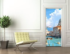 Samolepka na dveře fólie 90 x 220, 37097506 - Venice, view of grand canal and basilica of santa maria della sa - Benátky, pohled na grand canal a bazilika santa maria della sa