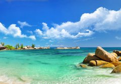 Samolepka flie 145 x 100  Seychelles , beach panorama, 145 x 100 cm