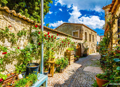 Samolepka flie 100 x 73, 374820603 - Alacati street view in Alacati Town. Alacati is populer historical tourist destination in Turkey. - Pohled na ulici Alacati ve mst Alacati. Alacati je oblbenj historick turistick destinace v Turecku.