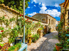 Fototapeta pltno 330 x 244, 374820603 - Alacati street view in Alacati Town. Alacati is populer historical tourist destination in Turkey.