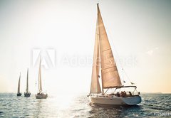 Fototapeta145 x 100  Sailing ship yachts with white sails, 145 x 100 cm