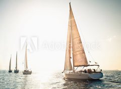 Fototapeta pltno 330 x 244, 37590316 - Sailing ship yachts with white sails - Jachty plachetnic s blmi plachtami