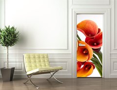 Samolepka na dvee flie 90 x 220, 37918166 - Orange Calla lilies(Zantedeschia) over white