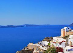 Fototapeta vliesov 100 x 73, 38059127 - Traditional village of Thira at Santorini island in Greece - Tradin vesnice Thira na ostrov Santorini v ecku