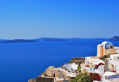 Fototapeta174 x 120  Traditional village of Thira at Santorini island in Greece, 174 x 120 cm