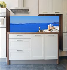 Fototapeta do kuchyn flie 180 x 60  Traditional village of Thira at Santorini island in Greece, 180 x 60 cm