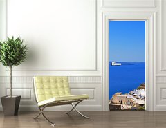 Samolepka na dvee flie 90 x 220  Traditional village of Thira at Santorini island in Greece, 90 x 220 cm