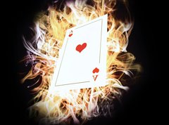Samolepka flie 270 x 200, 38217406 - Card on fire. - Karta v ohni.