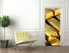 Samolepka na dveře fólie 90 x 220, 38307861 - Stacks of gold bars - Stohy zlatých tyčí