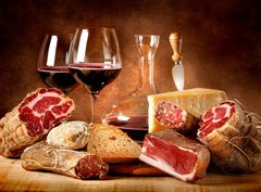 Fototapeta papr 360 x 266, 38393284 - Insaccati con formaggio e vino rosso