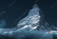 Samolepka flie 145 x 100, 383981906 - panoramic view to the majestic Matterhorn mountain at night. Valais, Switzerland