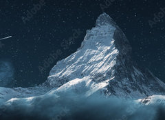 Fototapeta papr 160 x 116, 383981906 - panoramic view to the majestic Matterhorn mountain at night. Valais, Switzerland