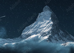 Samolepka flie 200 x 144, 383981906 - panoramic view to the majestic Matterhorn mountain at night. Valais, Switzerland