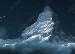 Fototapeta papr 254 x 184, 383981906 - panoramic view to the majestic Matterhorn mountain at night. Valais, Switzerland