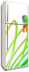 Samolepka na lednici flie 80 x 200, 38488901 - Colorful Frog on a spring, coil toy - Barevn ba na jae, cvka hraku