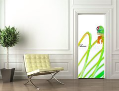 Samolepka na dvee flie 90 x 220, 38488901 - Colorful Frog on a spring, coil toy - Barevn ba na jae, cvka hraku