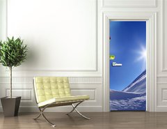 Samolepka na dvee flie 90 x 220, 38537605 - Snowboarder jumping against blue sky - Snowboarder skkat proti modr obloze
