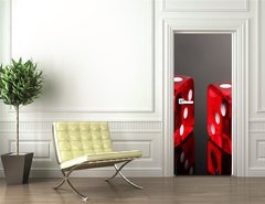 Samolepka na dvee flie 90 x 220, 38565873 - Red dices on grey background