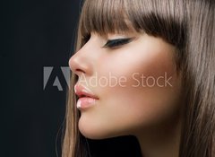 Samolepka flie 100 x 73  Brown Hair. Beautiful Woman with Healthy Long Hair, 100 x 73 cm