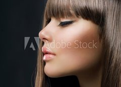 Samolepka flie 200 x 144  Brown Hair. Beautiful Woman with Healthy Long Hair, 200 x 144 cm