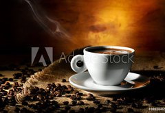 Fototapeta vliesov 145 x 100, 38936465 - coffee cup with coffee beans