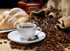Samolepka flie 100 x 73, 39147231 - coffee cup with croissant