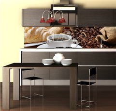 Fototapeta do kuchyn flie 260 x 60, 39147231 - coffee cup with croissant
