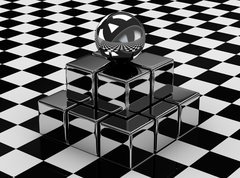 Samolepka flie 270 x 200  The metallic ball and cubes, 270 x 200 cm