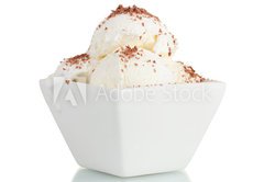 Samolepka flie 145 x 100, 39268576 - delicious vanilla ice cream with chocolate in bowl isolated