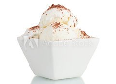 Fototapeta pltno 160 x 116, 39268576 - delicious vanilla ice cream with chocolate in bowl isolated