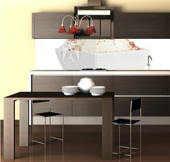 Fototapeta do kuchyn flie 260 x 60, 39268576 - delicious vanilla ice cream with chocolate in bowl isolated