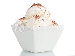 Fototapeta vliesov 270 x 200, 39268576 - delicious vanilla ice cream with chocolate in bowl isolated