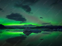 Samolepka flie 270 x 200, 393661178 - Scenic View Of Aurora Borealis Over Lake Against Sky At Night